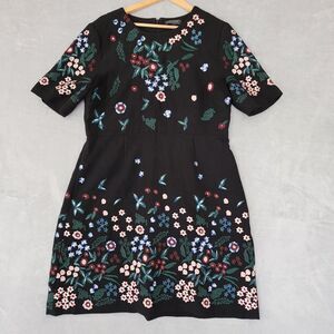 Lord & Taylor Black Dress with Colorful Floral Design